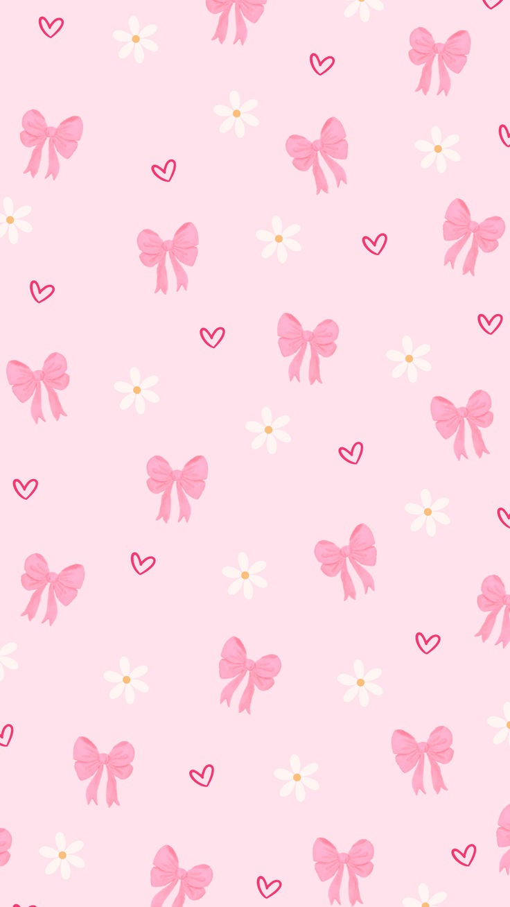 Wallpaper, Papel de Parede Laços, Margaridas e Corações 🌸🎀❤️